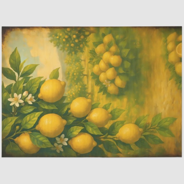 Papel De Seda Lemon Grove Orchard Decoupage (Anverso)
