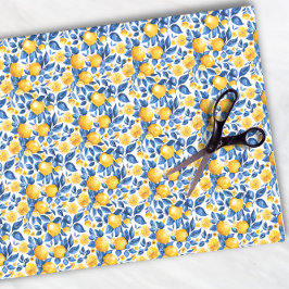 Papel De Seda Lemon Pattern Citrus Fruit Tropical Summer