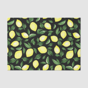 Papel De Seda Lemones amarillo acuarela con hojas negras