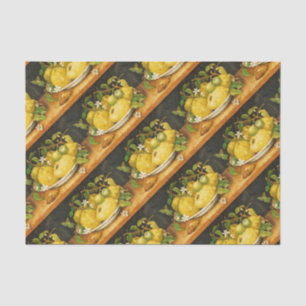 PAPEL DE SEDA LEMONES DE FRUTAS DE TEMPORADA Y FLORES BLANCOS