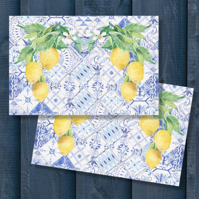 Papel De Seda Lemons Blue White Tile Rustic Farmhouse Decoupage (Subido por el creador)