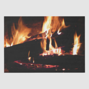 Papel De Seda Leños en la chimenea Fotografía de fuego cálido