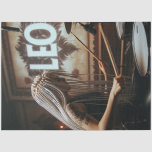 Papel De Seda Leo Zodiac Musician Drums Decoupage