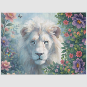 Papel De Seda León Blanco de Jungla Tropical Inspirado en Vintag