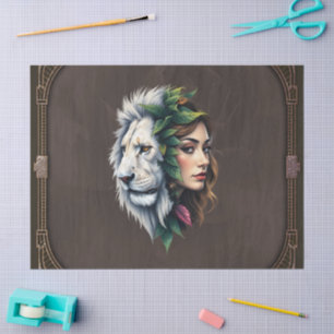 Papel De Seda León blanco y mujer