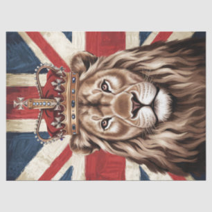 Papel De Seda León con Corona Decoupage de la Bandera Británica