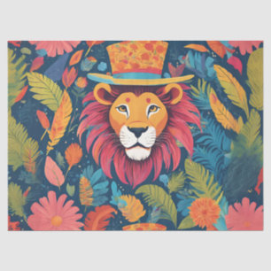 Papel De Seda León con sombrero de copa de colores vibrantes