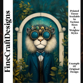 Papel De Seda León De Steampunk Con Traje Verde azulado En La De