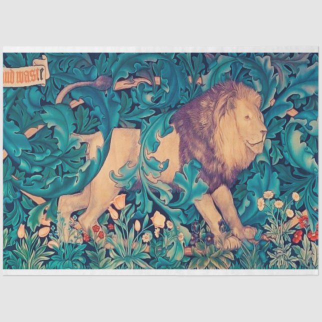 Papel De Seda León en el bosque, William Morris (Anverso)