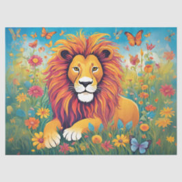 Papel De Seda León en el jardín de flores
