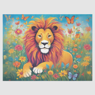 Papel De Seda León en el jardín de flores