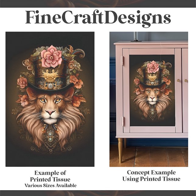 Papel De Seda León Floral Majestuoso Steampunk Con Sombrero E2 D (Subido por el creador)