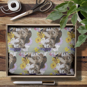 Papel De Seda León Leona Floral Verde