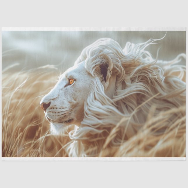 Papel De Seda León Majestuoso Blanco Desnudo (Anverso)