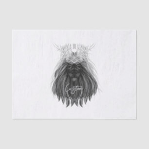 Papel De Seda León negro con corona y monograma