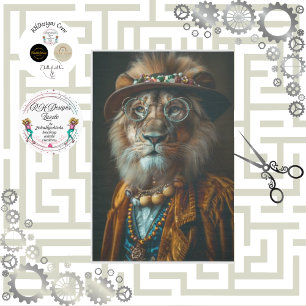 Papel De Seda León Steampunk vestido decoupage vintage