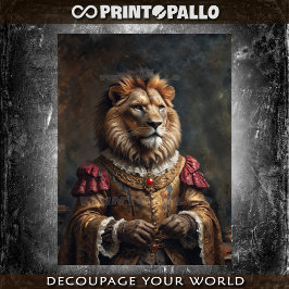 Papel De Seda León vestido con Renacimiento Real con collar de r