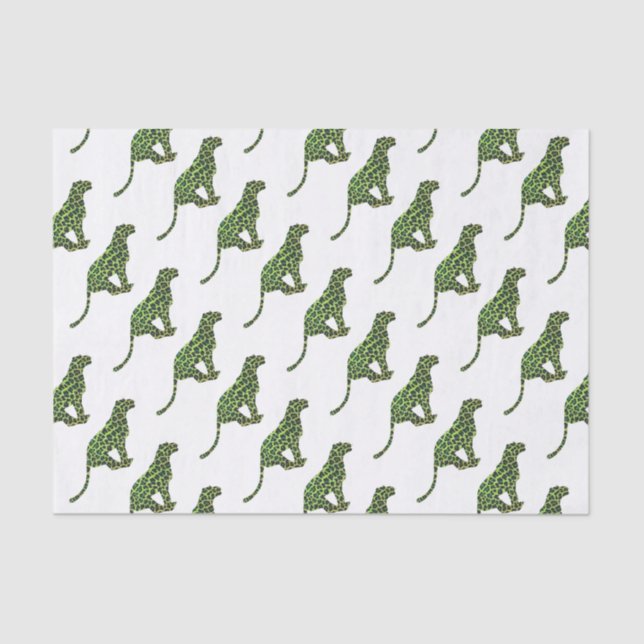Papel De Seda Leopard Black and Green Silhouette (Anverso)