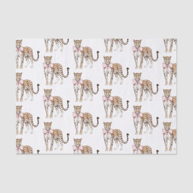 Papel De Seda Leopard Pink Bow Birthday (Anverso)