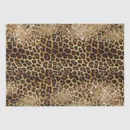 Papel De Seda Leopard Print Gold Glitzy Sparkle Purpurina