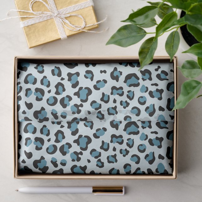 Papel De Seda Leopard Print, Leopard Spots, Blue Leopard (Regalo )