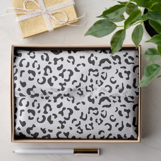 Papel De Seda Leopard Print, Leopard Spots, Negro Y Blanco (Regalo )