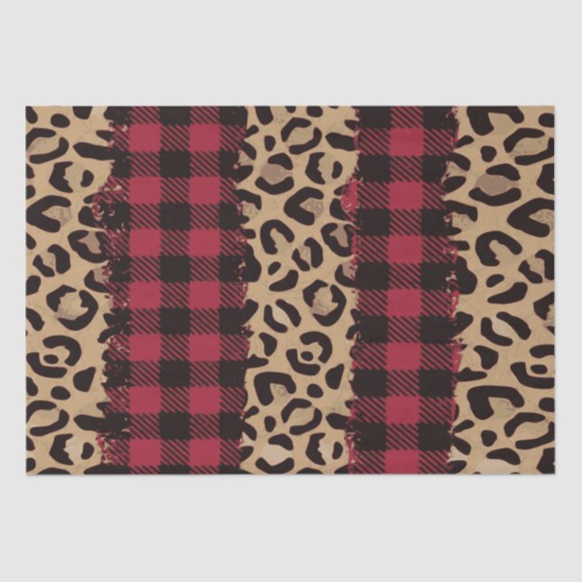 Papel De Seda Leopard safari Buffalo Plaid Christmas  (Anverso)