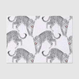 Papel De Seda Leopardo blanco negro