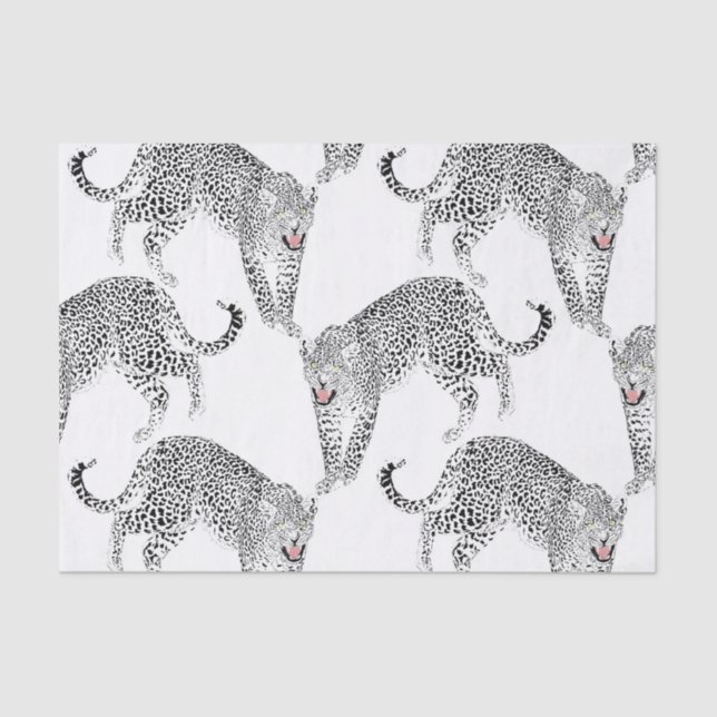 Papel De Seda Leopardo blanco negro (Anverso)