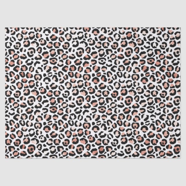Papel De Seda Leopardo blanco negro rosa rosa rosa   (Anverso)