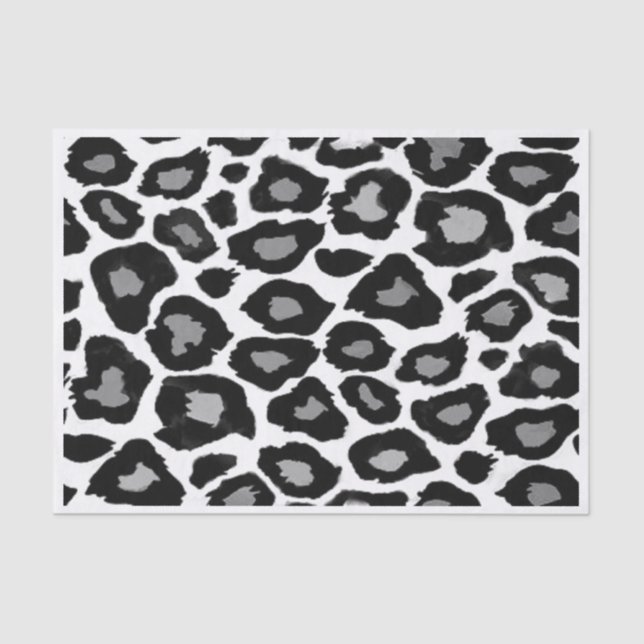 Papel De Seda Leopardo - blanco y negro (Anverso)