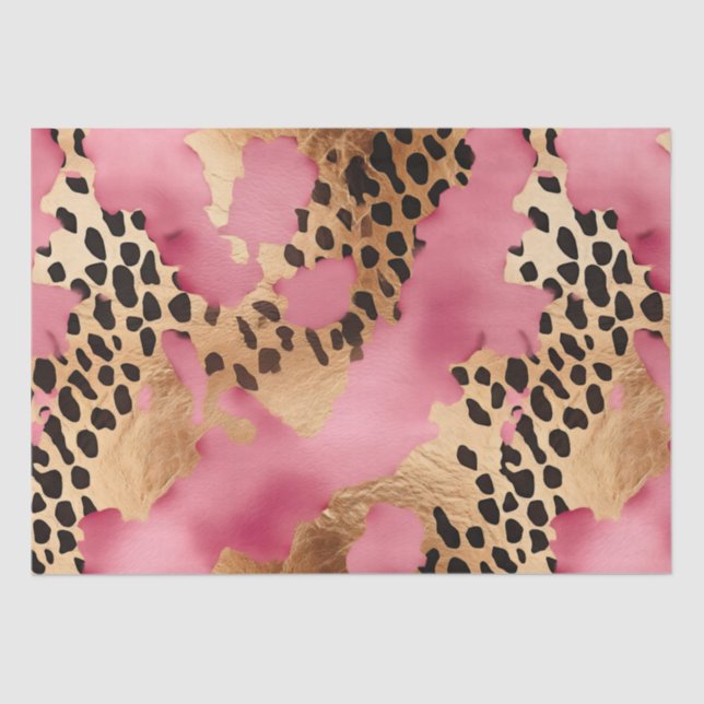 Papel De Seda Leopardo de oro rosa (Anverso)