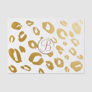 Papel De Seda Leopardo Guepardo Estampado Dorado Monograma Letra