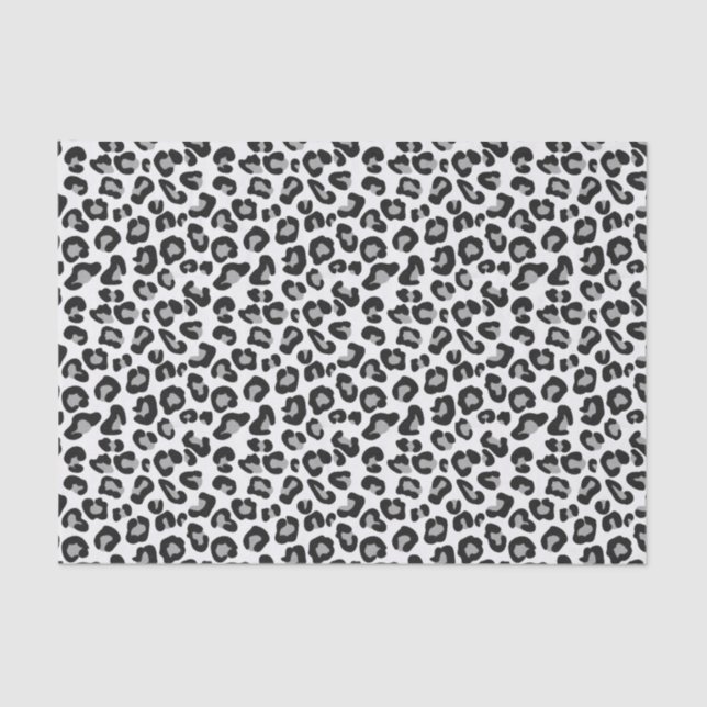 Papel De Seda Leopardo impreso en blanco y negro con gris / gris (Anverso)