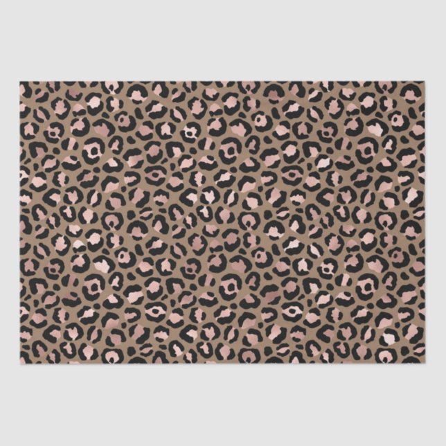 Papel De Seda Leopardo marrón rosado (Anverso)