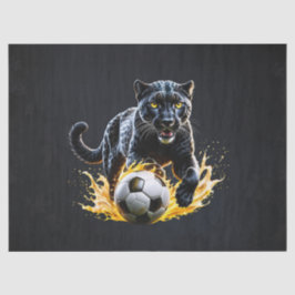 Papel De Seda Leopardo negro jugando con un fútbol.