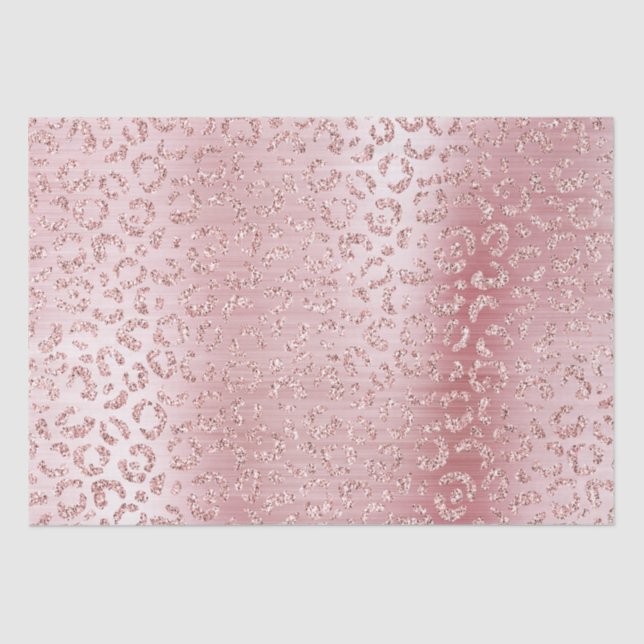 Papel De Seda Leopardo Purpurina de glam rosado de Rubor (Anverso)