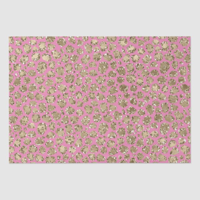 Papel De Seda Leopardo Purpurina de oro rosa (Anverso)