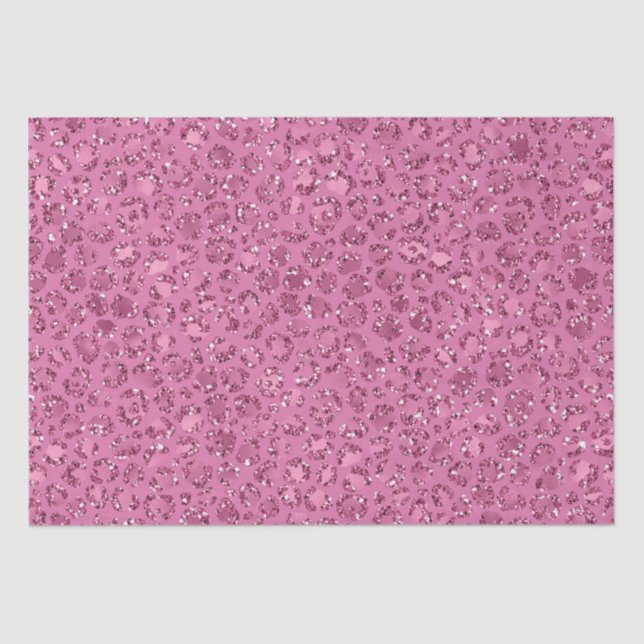Papel De Seda Leopardo Purpurina rosado (Anverso)