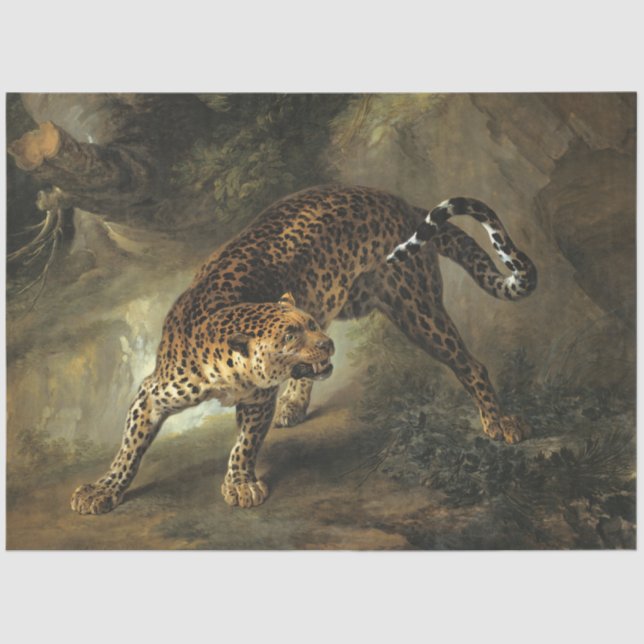 Papel De Seda Leopardo salvaje feroz (por Jean-Baptiste Oudry) (Anverso)