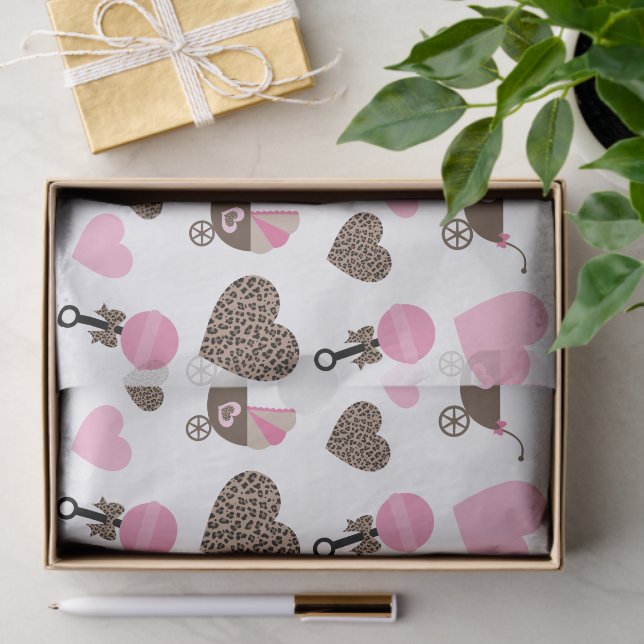 Papel De Seda Leopardo y bebé rosa (Regalo )