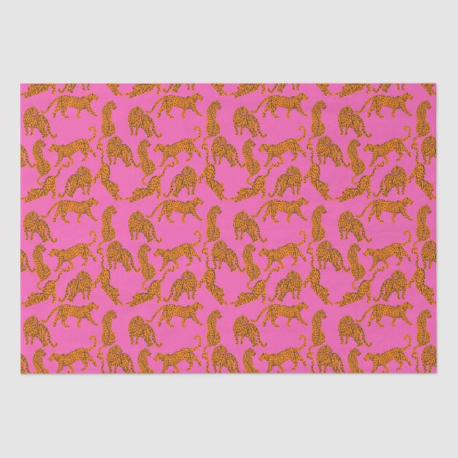 Papel De Seda Leopardos abstractos con labios rojos y envoltura  (Anverso)