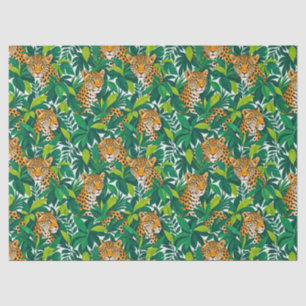 Papel De Seda Leopardos entre exuberante vegetación tropical