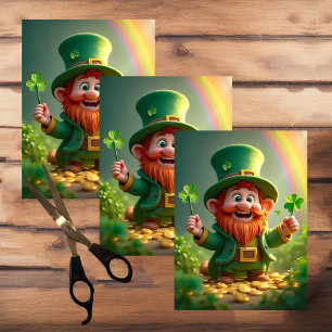 Papel De Seda Leprechaun divertida con piedras de champú y moned