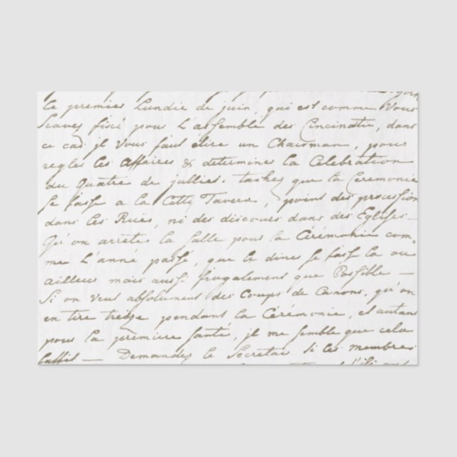 Papel De Seda Letra francesa de escritura a mano de oro desconec (Anverso)