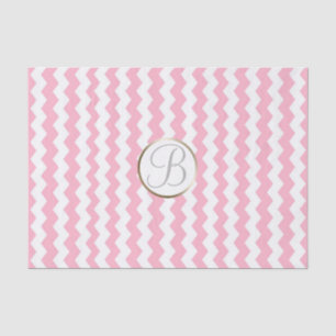 Papel De Seda Letra Inicial de Monograma Impreso Chevron Blanco 