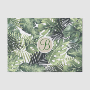 Papel De Seda Letra Inicial Monograma Chic Hojas de Palma Tropic