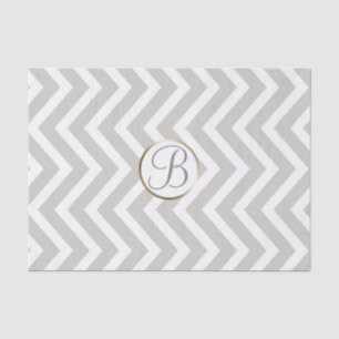 Papel De Seda Letra Inicial Monograma Estampado Chevron Blanco G