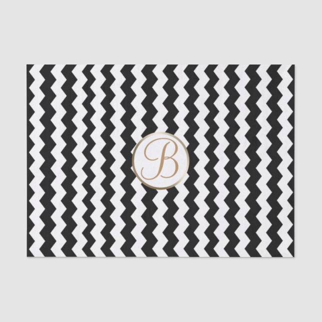 Papel De Seda Letra Inicial Monograma Estampado Chevron Blanco N (Anverso)