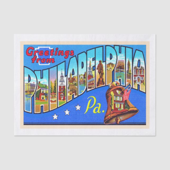 Papel De Seda Letra Philadelphia Pennsylvania PA carta grande po (Anverso)